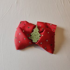 Girls Christmas Bow Clip Hair Tie Accessory Holiday Party